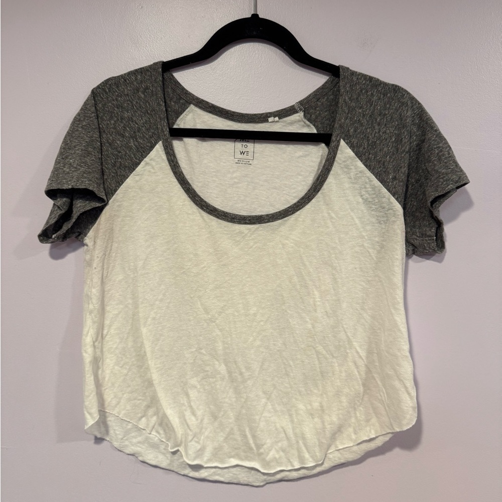 Me to We grey and white baby doll tee